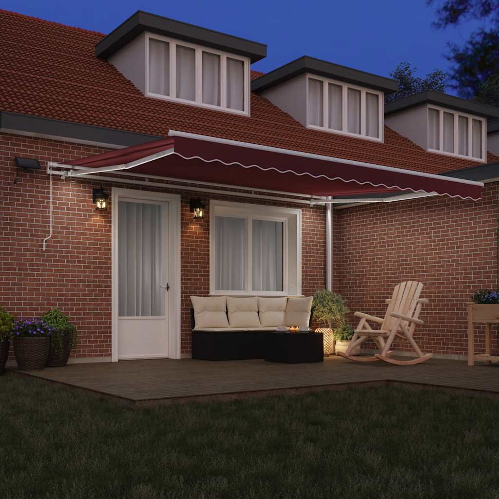 Tenda retrattile Borgogna 450 × 300 cm Tessuto e Alluminio