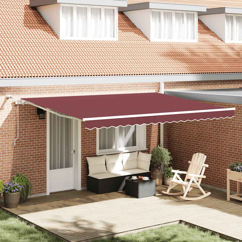 Tenda da Sole Retrattile Automatica con LED Bordò 450x300 cm