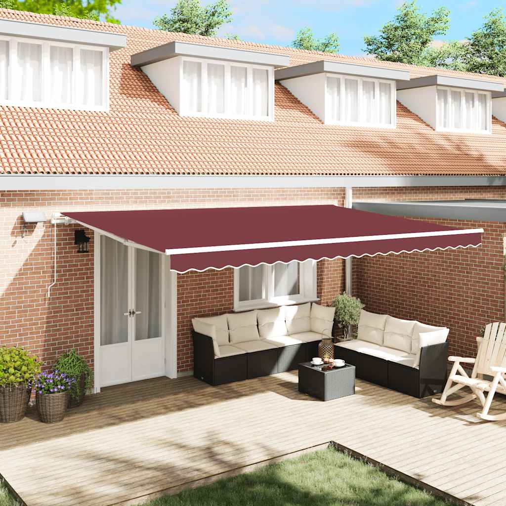Tenda retrattile Borgogna 500 × 300 cm Tessuto e Alluminio