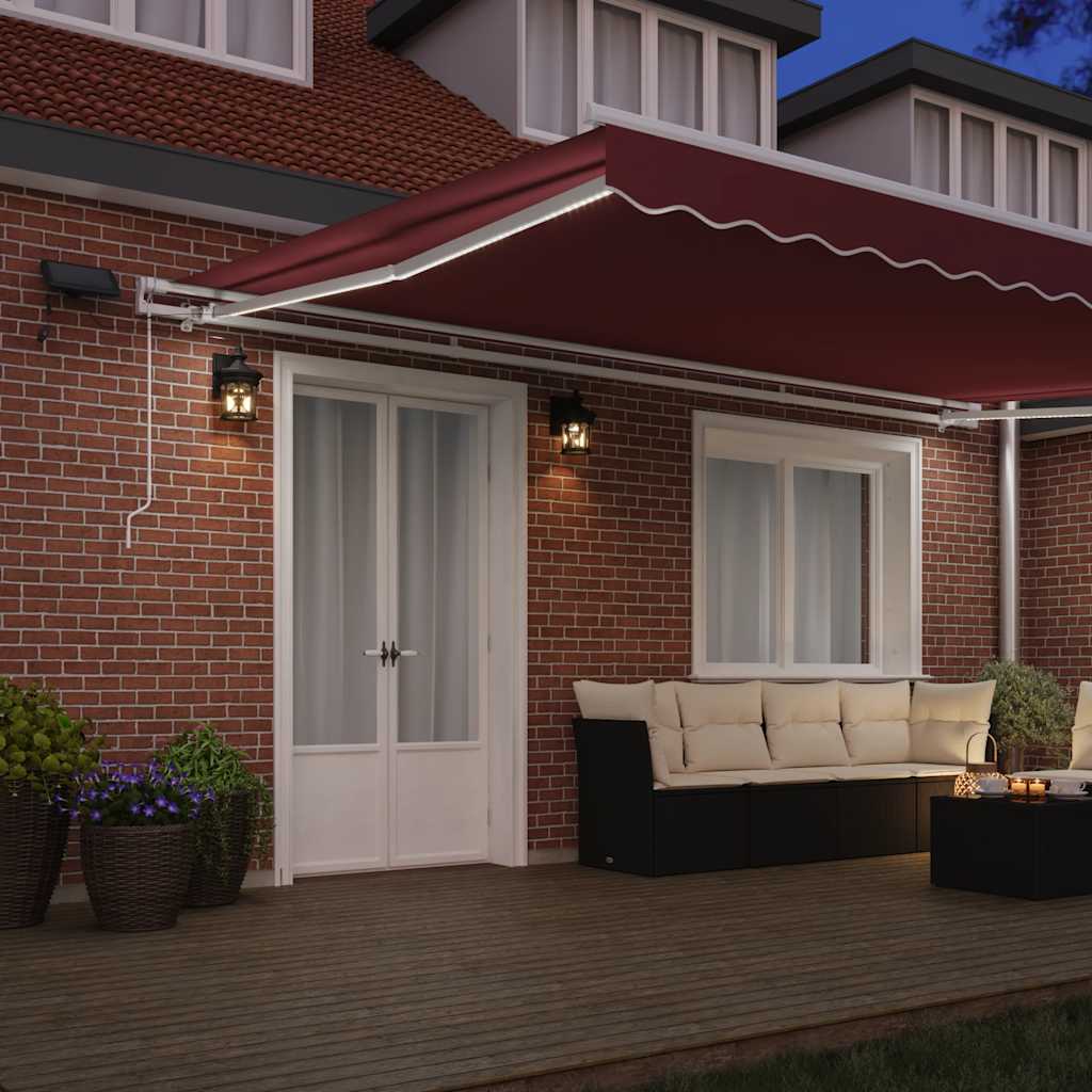 Tenda retrattile Borgogna 500 × 300 cm Tessuto e Alluminio