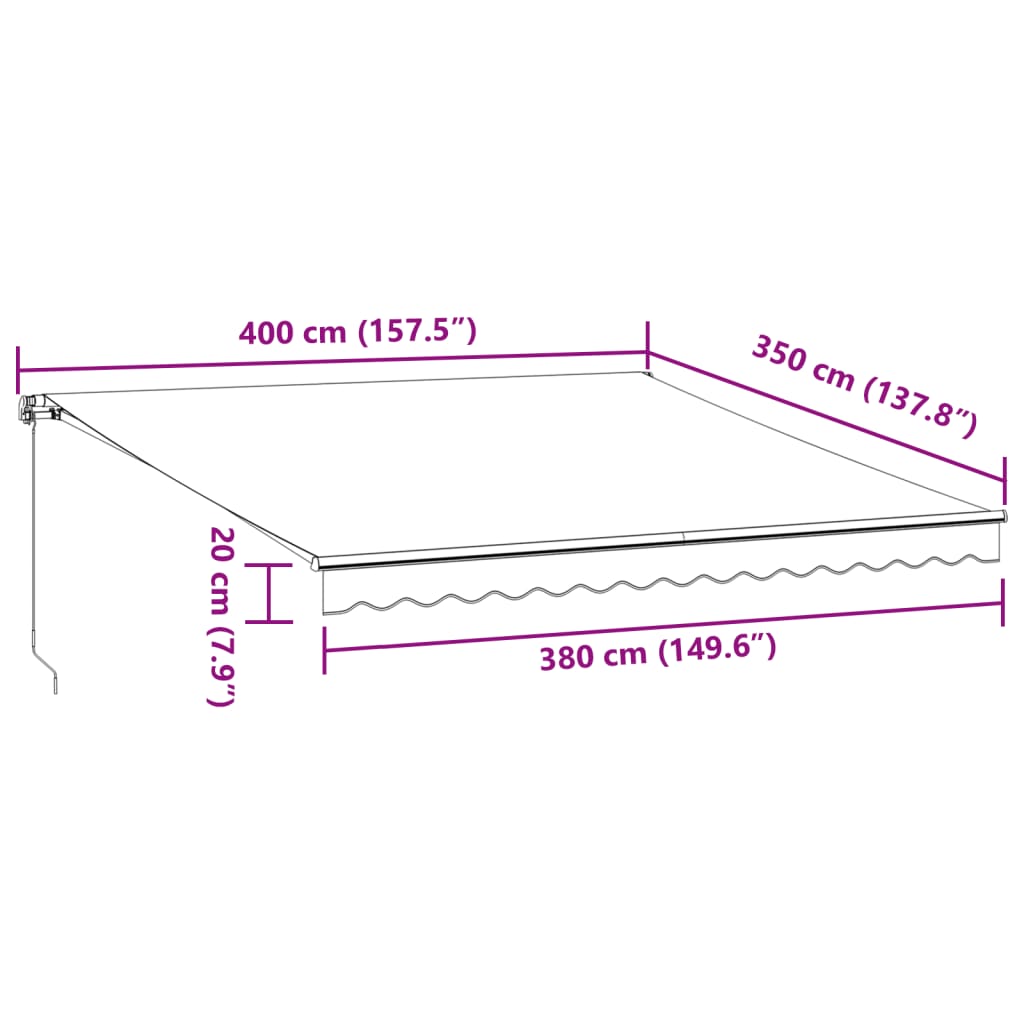 Tenda retrattile Borgogna 400 × 350 cm Poliestere e Alluminio