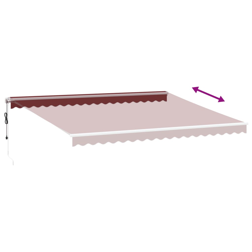 Tenda da Sole Retrattile Automatica con LED Bordò 450x350 cm