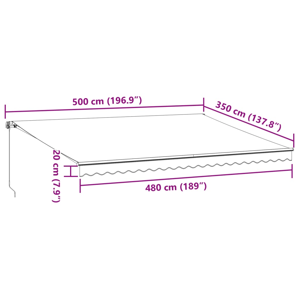 Tenda retrattile Borgogna 500 × 350 cm Poliestere e Alluminio