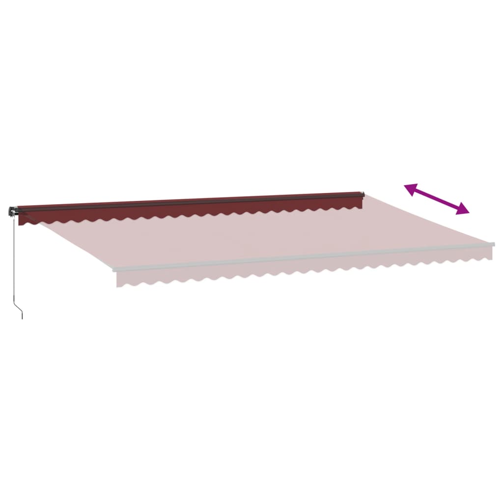 Tenda da Sole Retrattile Manuale con LED Bordò 600x350 cm