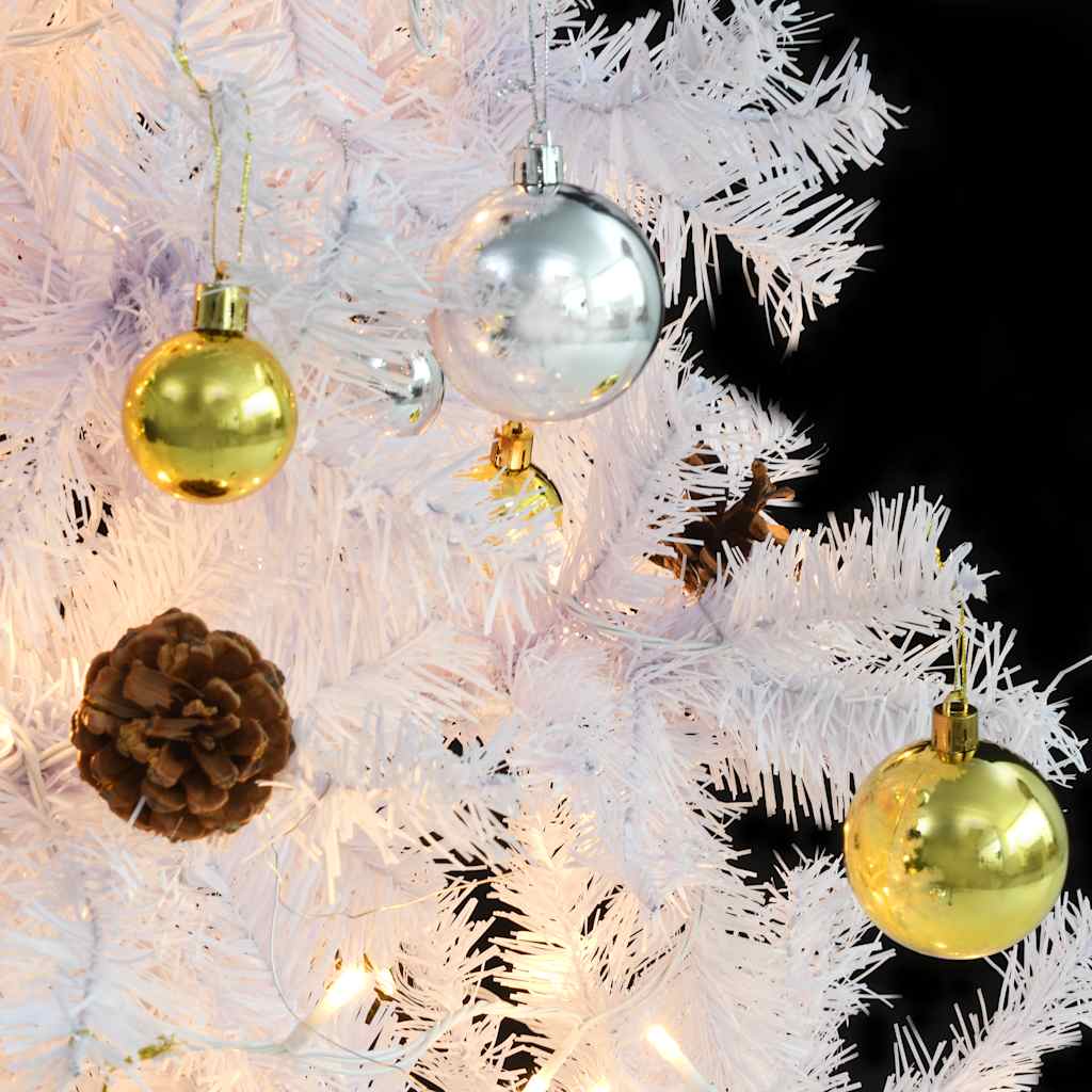Albero di Natale Preilluminato con Palline Bianco 180 cm