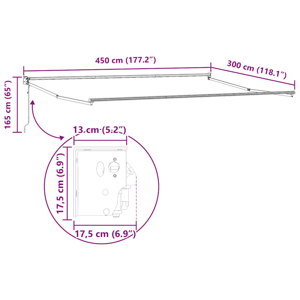 Tenda retrattile Giallo con Cornice Bianca 4,5 × 3 m