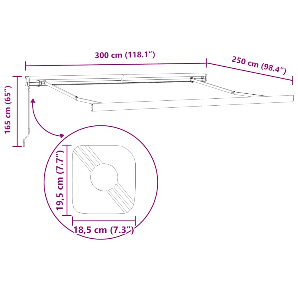 Tenda da Sole Retrattile Manuale Bordò 300x250 cm