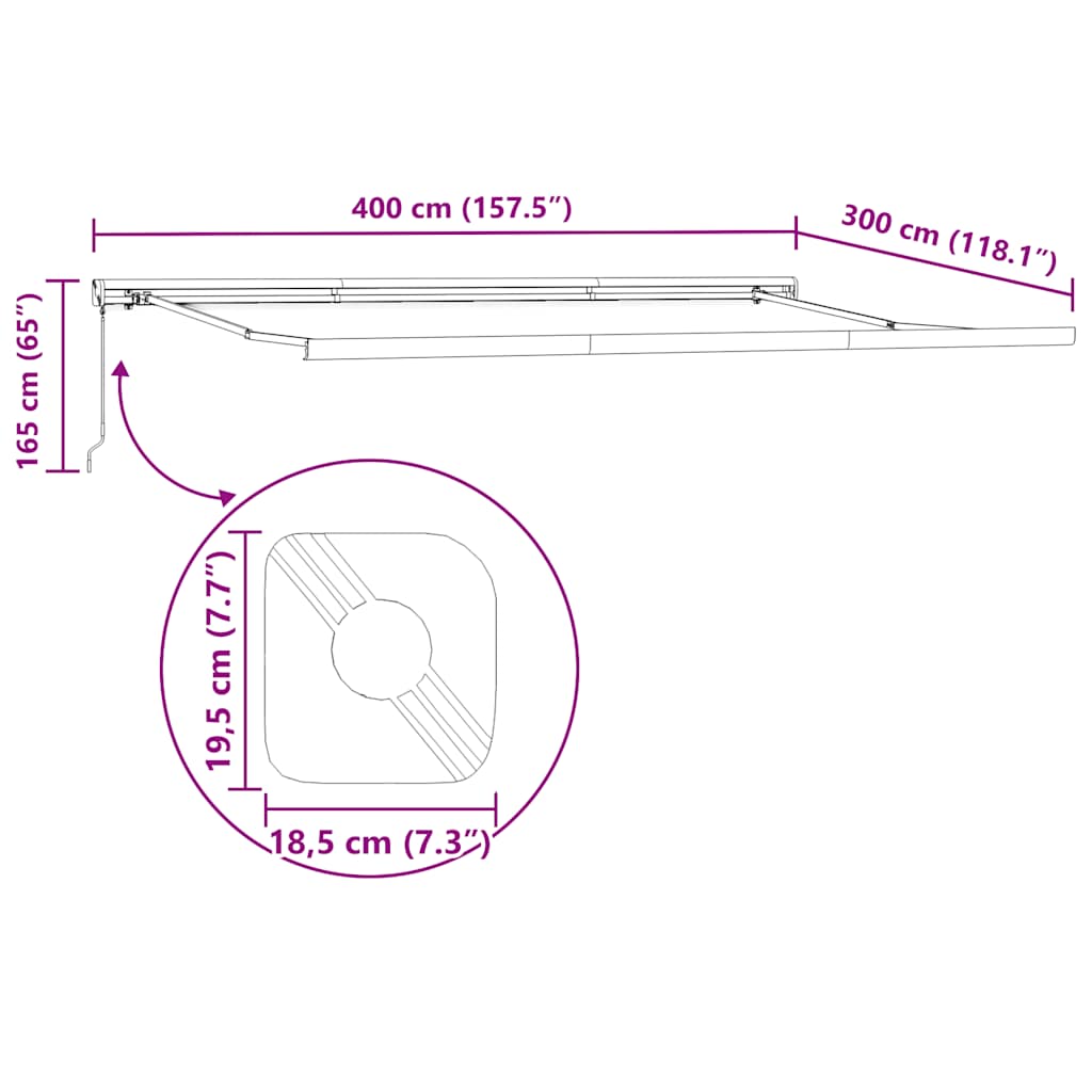 Tenda da Sole Retrattile Manuale Bordò 400x300 cm