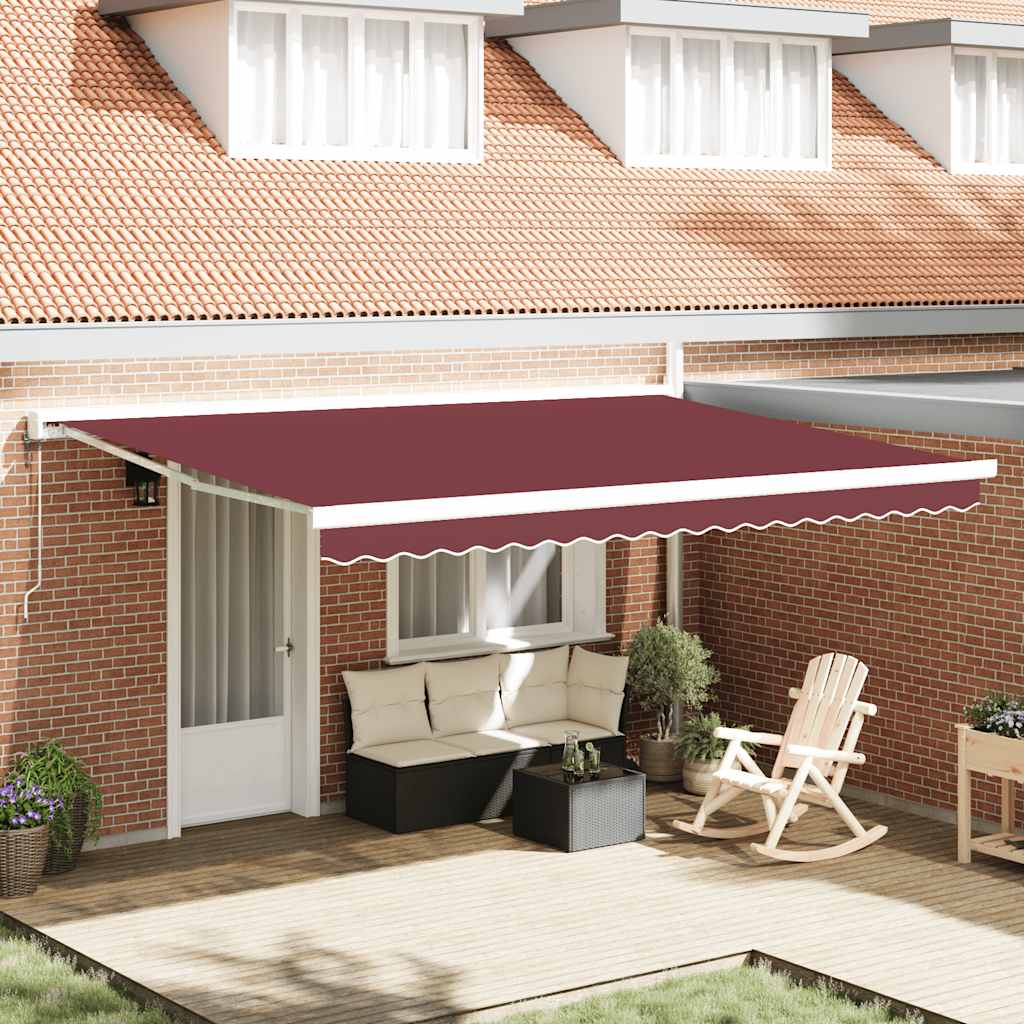 Tenda retrattile Borgogna 450 × 300 cm Tessuto e Metallo