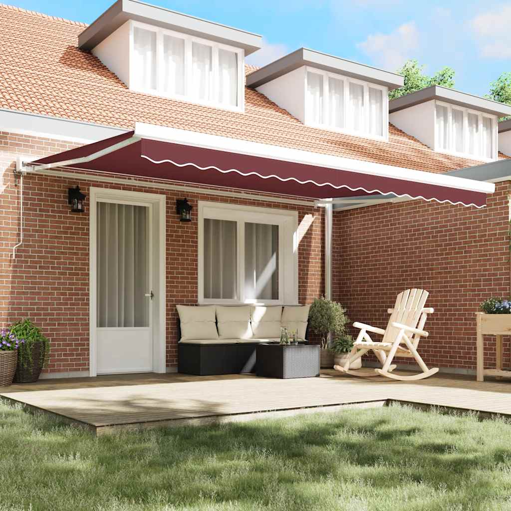 Tenda retrattile Borgogna 450 × 300 cm Tessuto e Metallo