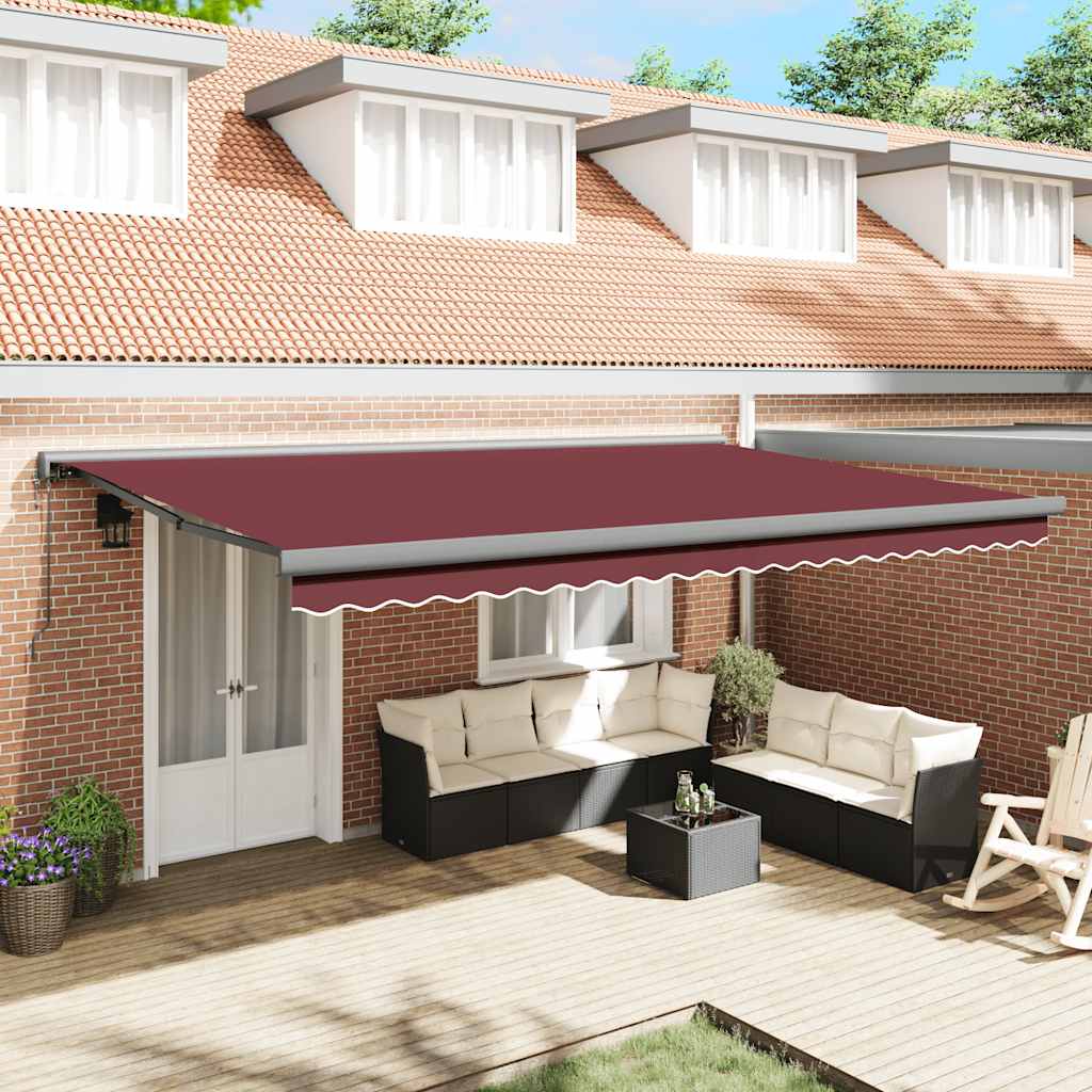 Tenda retrattile Bordeaux con Cornice Antracite 500 × 300 cm