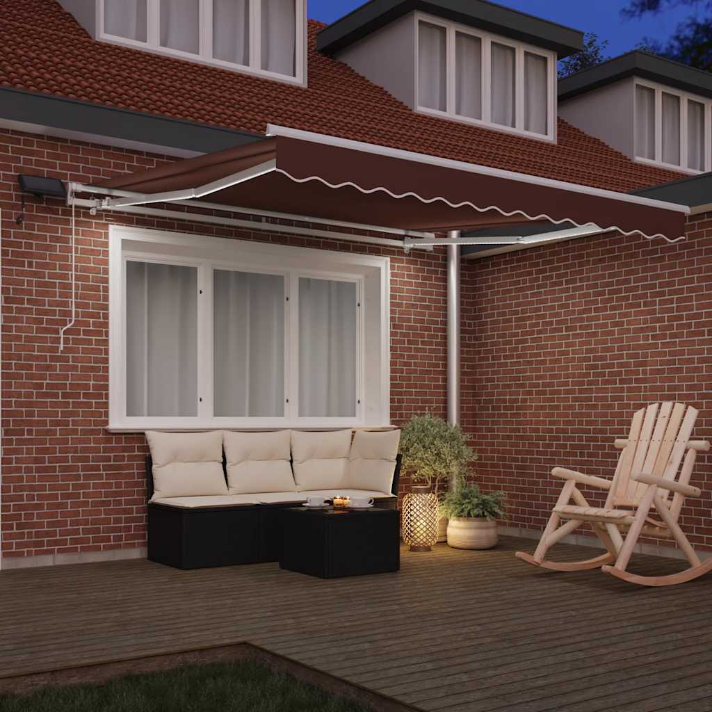 Tenda retrattile Marrone 300 x 250 cm Tessuto e Alluminio