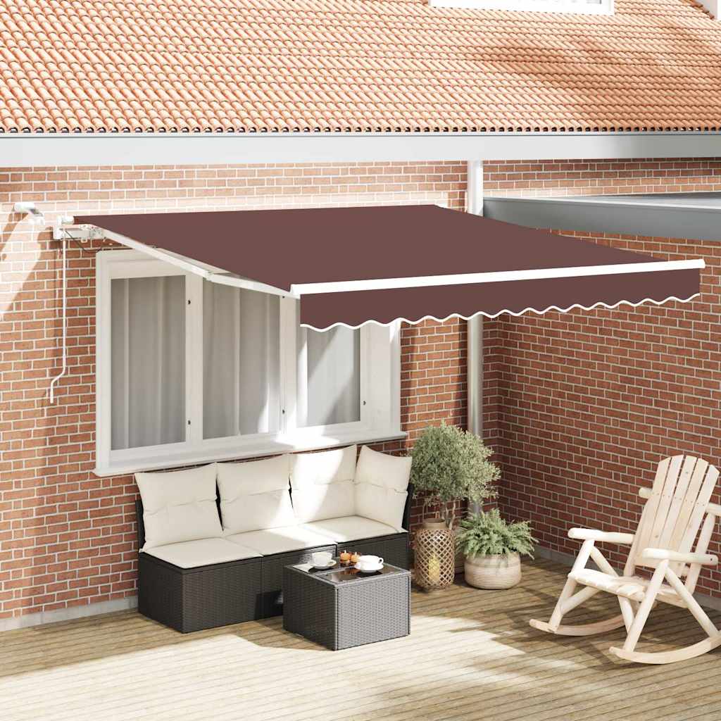 Tenda da Sole Retrattile Automatica con LED Marrone 300x250 cm