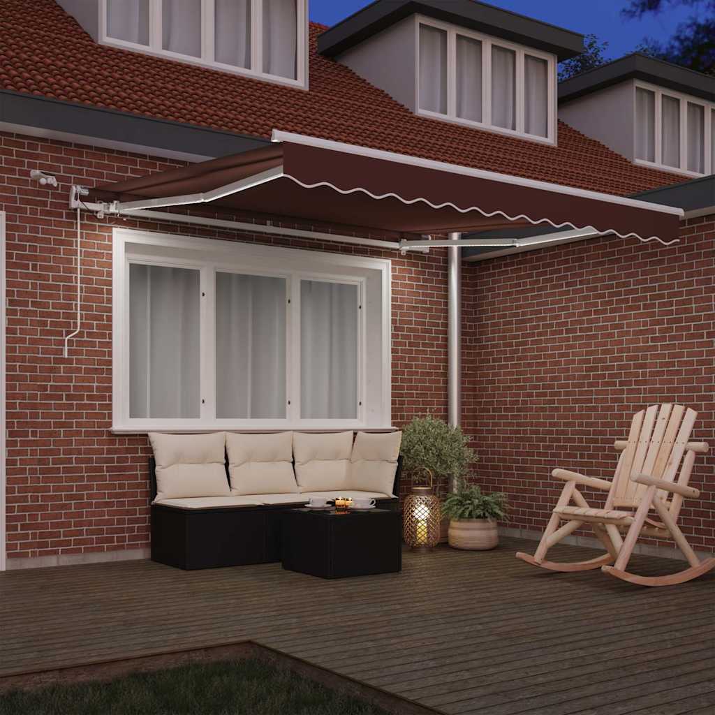 Tenda da Sole Retrattile Automatica con LED Marrone 300x250 cm