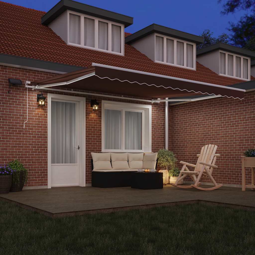 Tenda retrattile Marrone 400 × 300 cm Tessuto e Alluminio