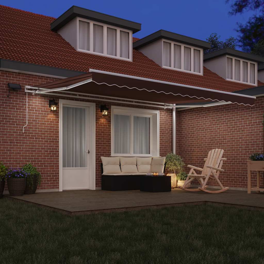 Tenda retrattile Marrone 450 × 300 cm Tessuto e Alluminio