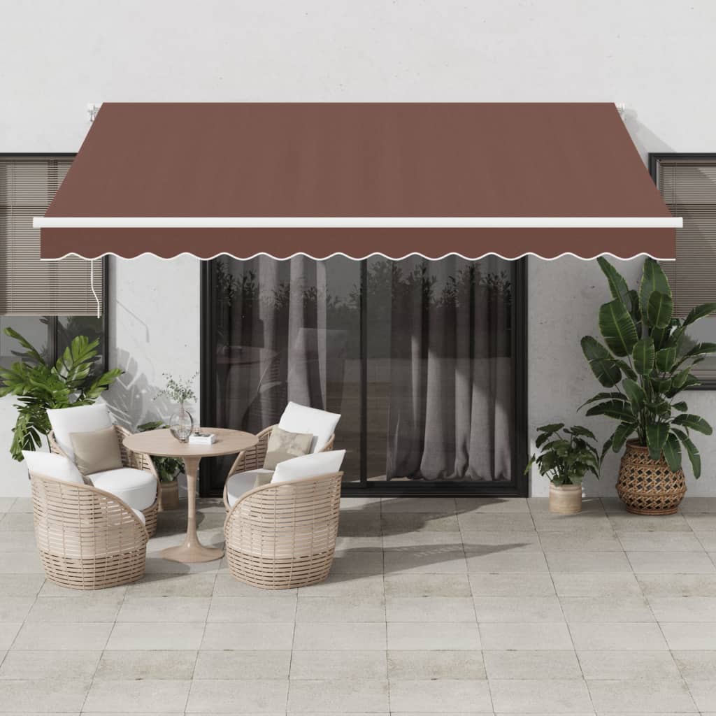 Tenda retrattile Marrone 400 × 350 cm Poliestere e Alluminio
