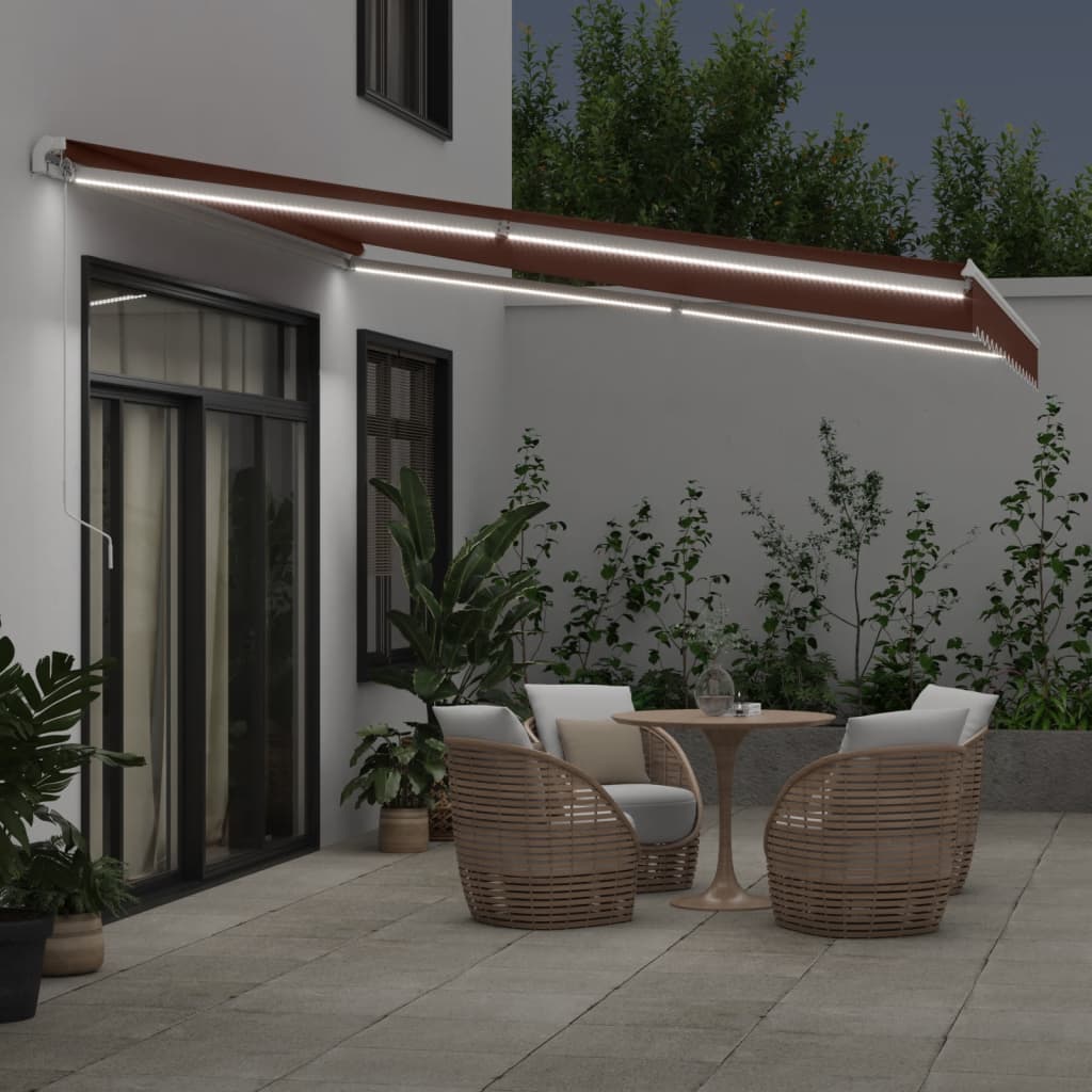 Tenda retrattile Marrone 400 × 350 cm Tessuto e Alluminio