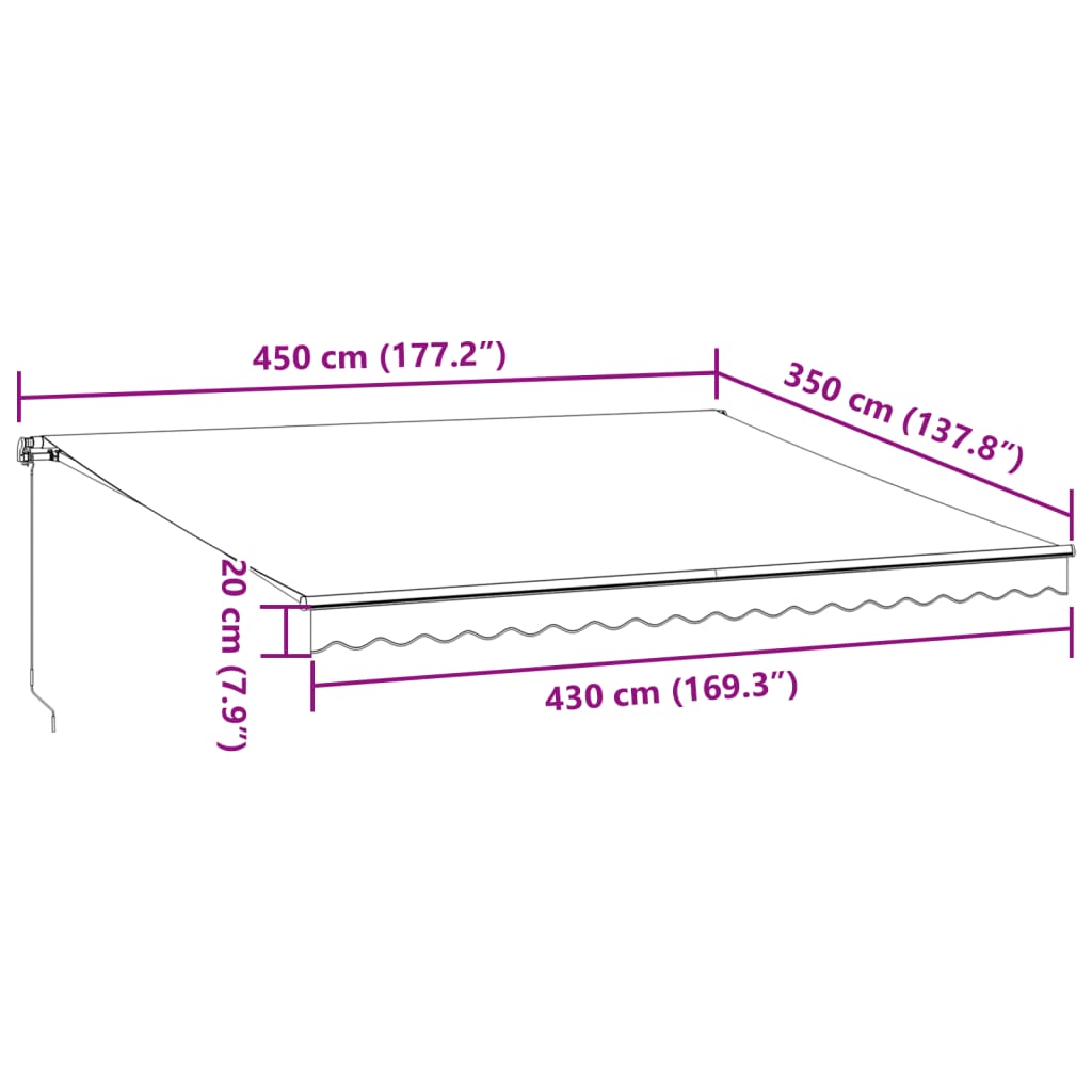 Tenda retrattile Marrone 450 × 350 cm Poliestere e Alluminio