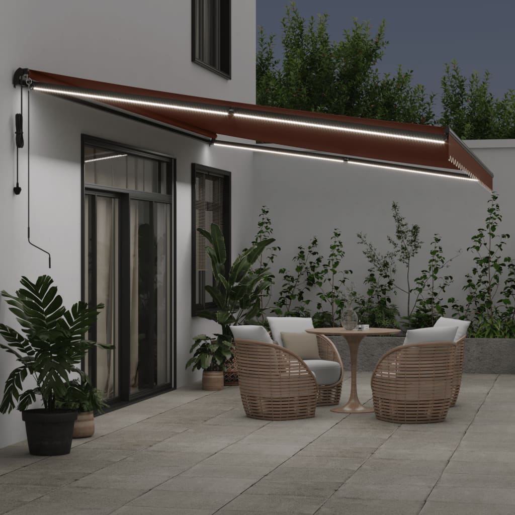 Tenda retrattile Marrone 600 × 350 cm Poliestere