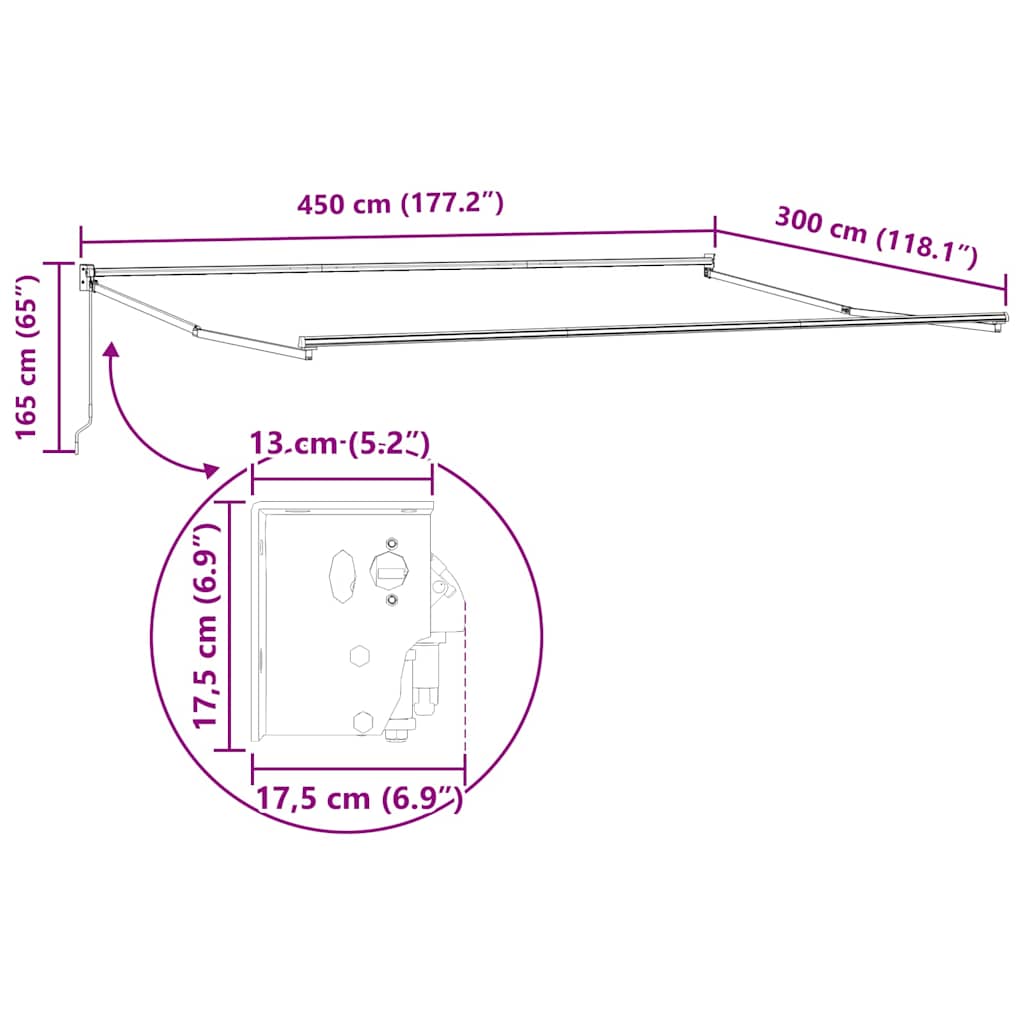 Tenda Sole Retrattile Manuale 450x300 cm Marrone