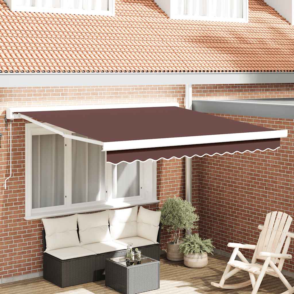 Tenda retrattile Marrone 300 x 250 cm Tessuto e Metallo