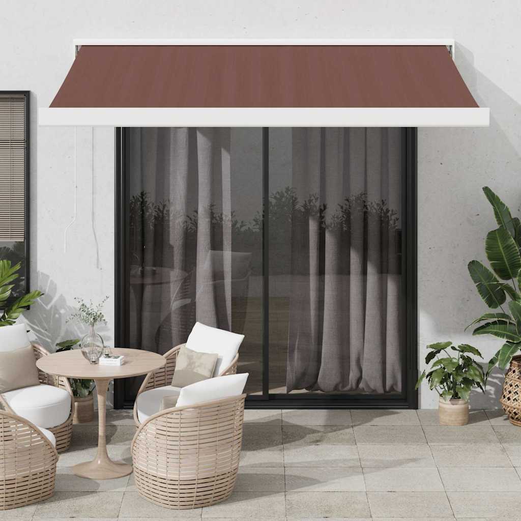 Tenda retrattile Marrone 350 x 250 cm Tessuto e Metallo