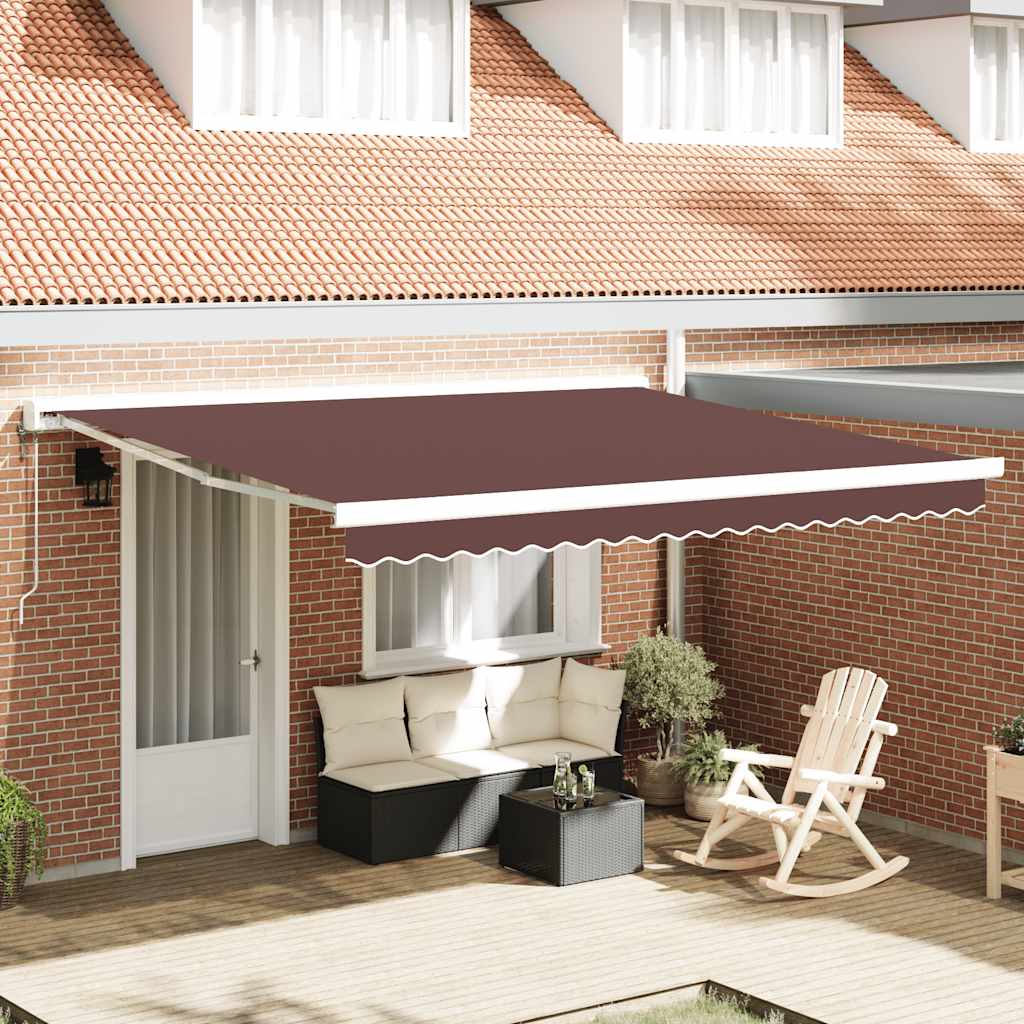 Tenda retrattile Marrone 400 × 300 cm Tessuto e Metallo