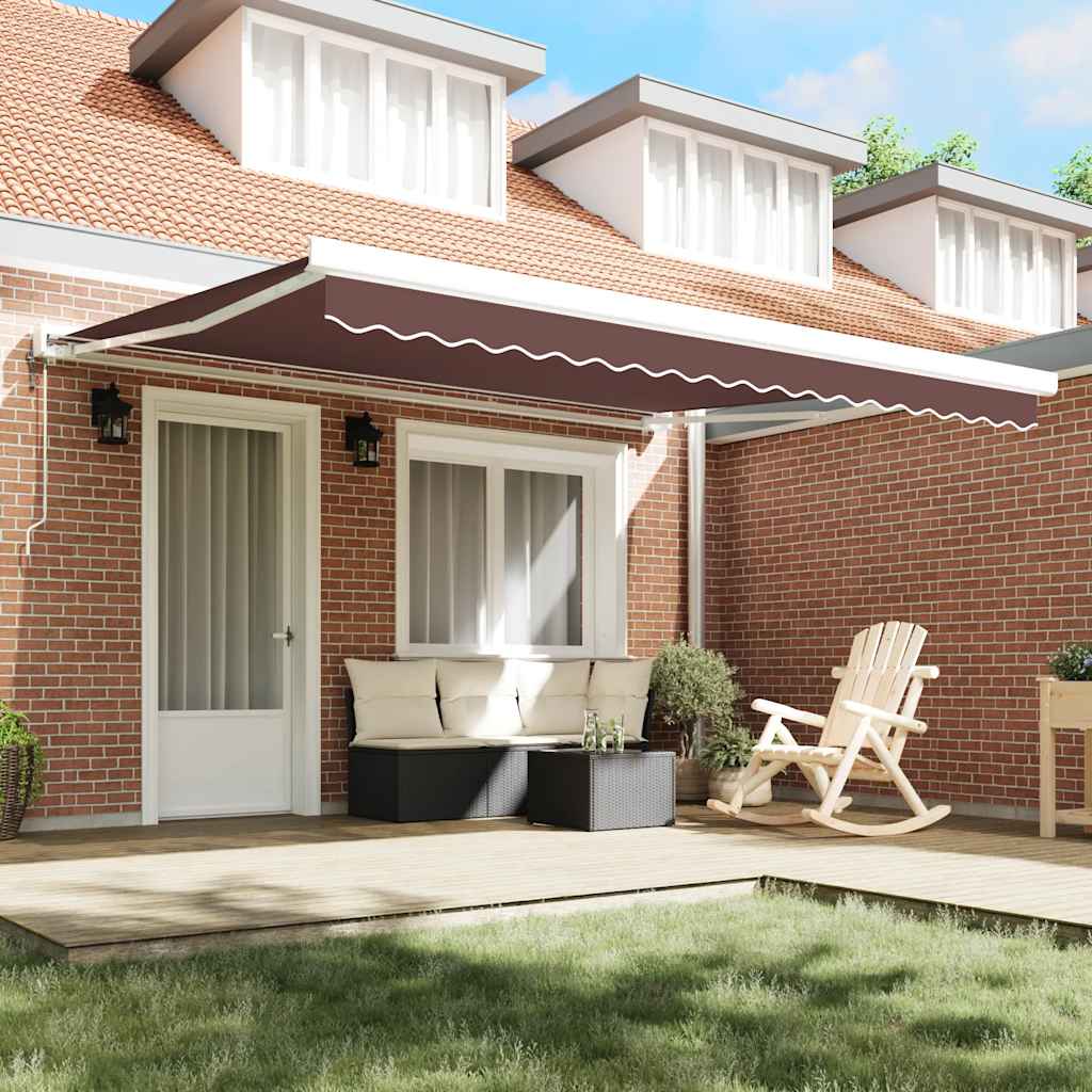 Tenda retrattile Marrone 400 × 300 cm Tessuto e Metallo