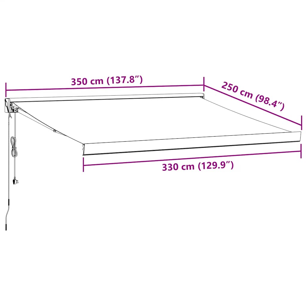 Tenda retrattile Marrone con Cornice Antracite 350 x 250 cm