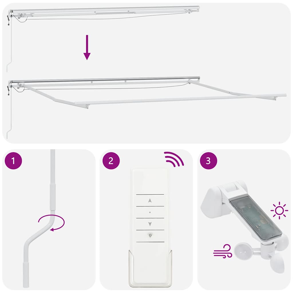 Tenda Retrattile Automatica LED Antracite e Bianco 400x300 cm