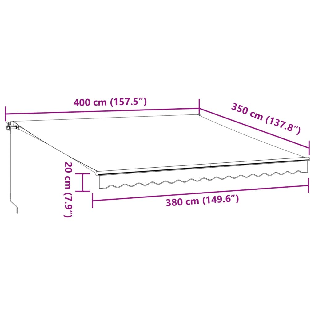 Tenda retrattile Antracite e Bianco 400 × 350 cm