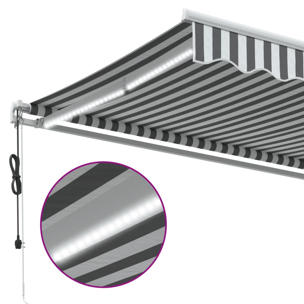 Tenda Retrattile Automatica LED Antracite e Bianco 400x350 cm