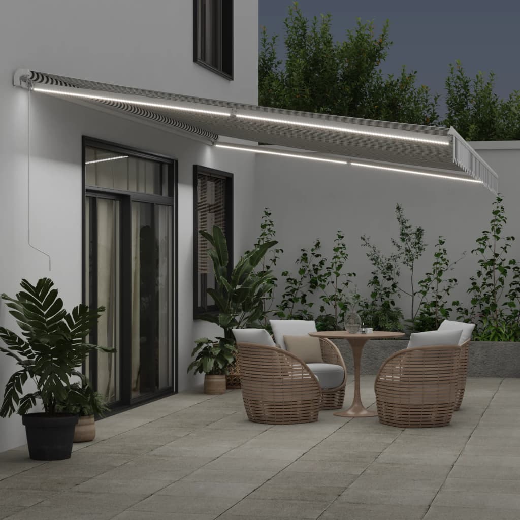 Tenda retrattile Antracite e Bianco 600 × 350 cm