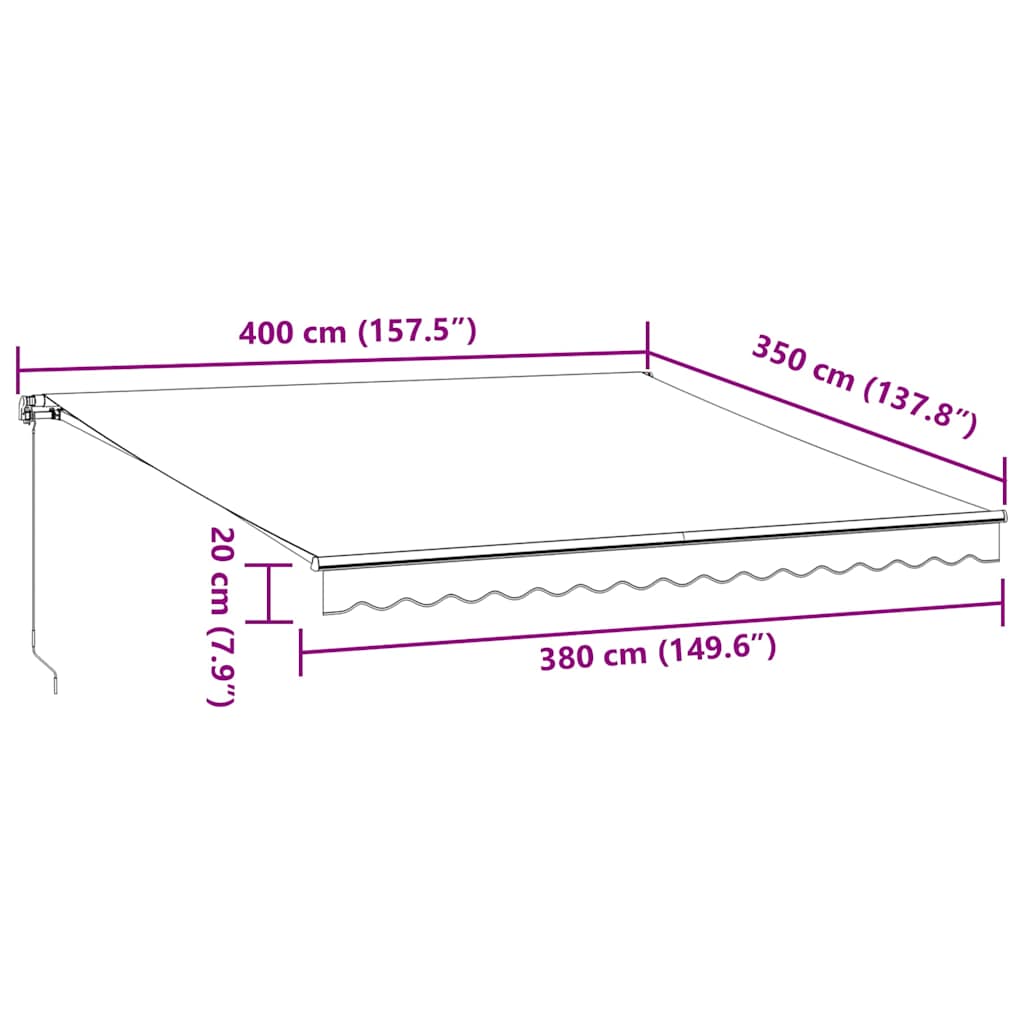 Tenda da Sole Retrattile Manuale Antracite e Bianco 400x350 cm