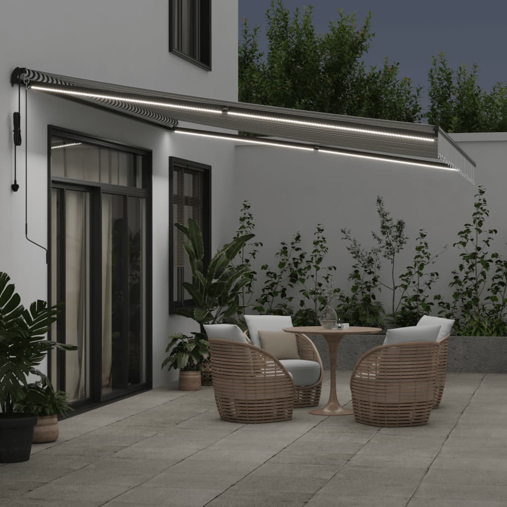 Tenda retrattile Antracite e Bianco 450 × 350 cm Poliestere