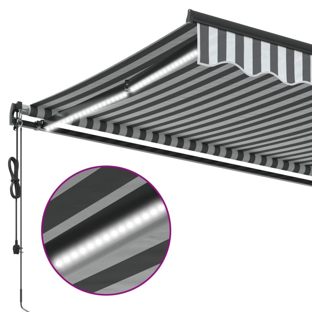 Tenda retrattile Antracite e Bianco 450 × 350 cm Poliestere