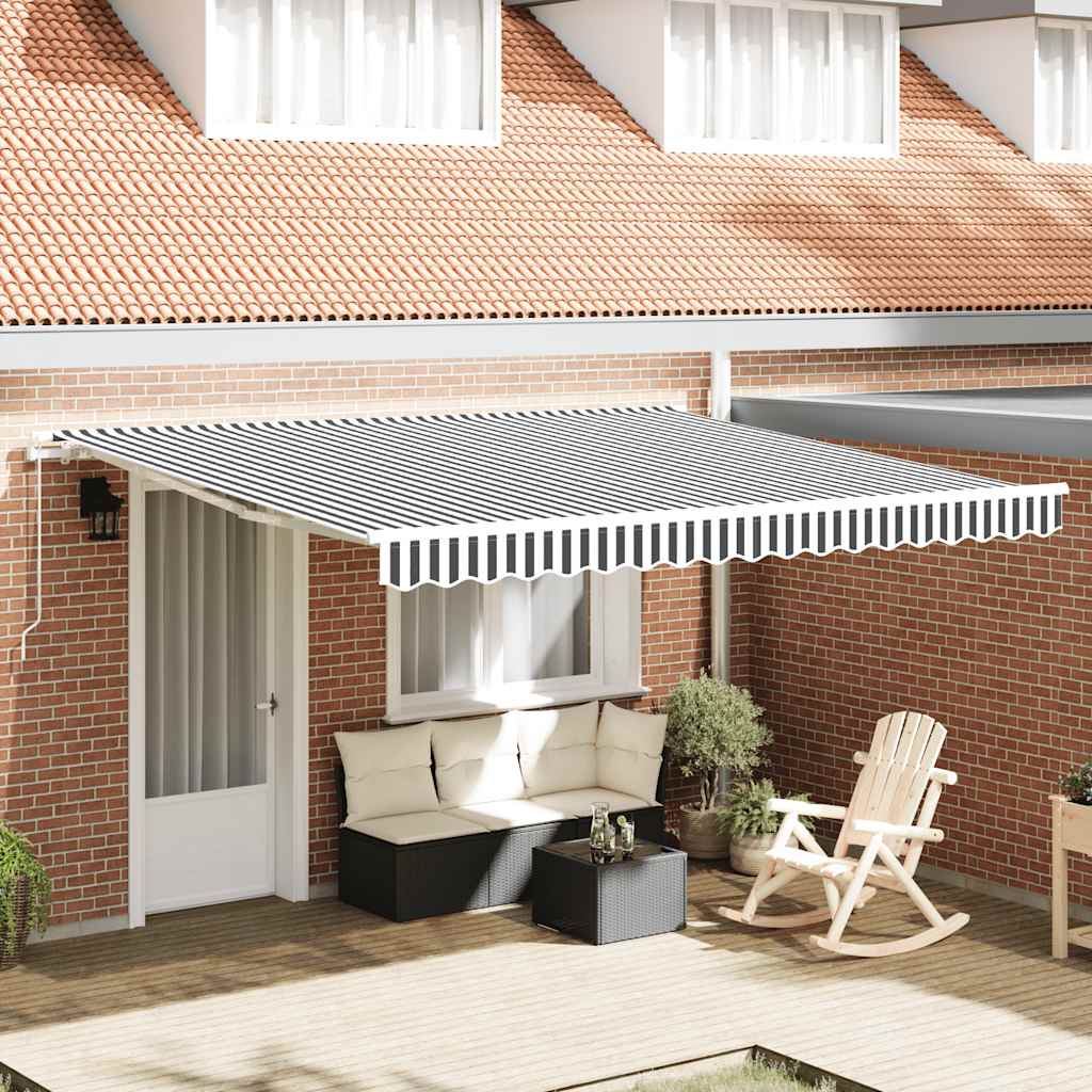 Tenda da Sole Retrattile Manuale Antracite e Bianco 400x300 cm