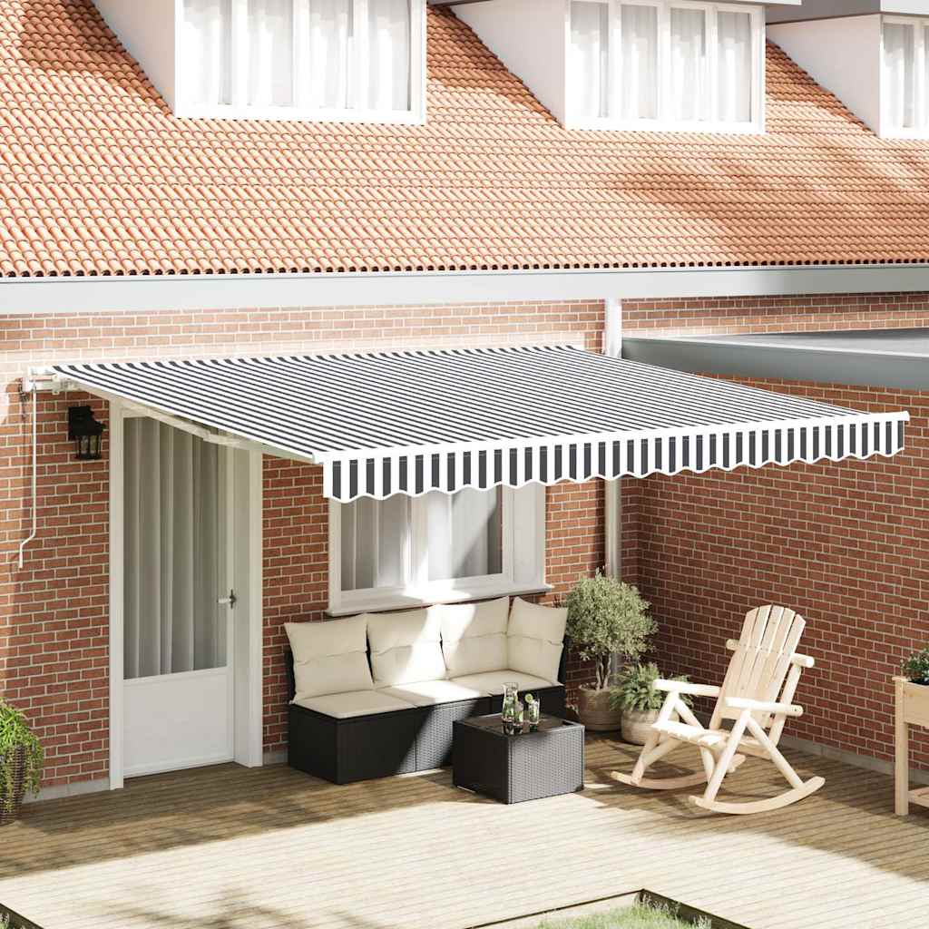 Tenda Sole Retrattile Automatica 400x300 cm Antracite e Bianco