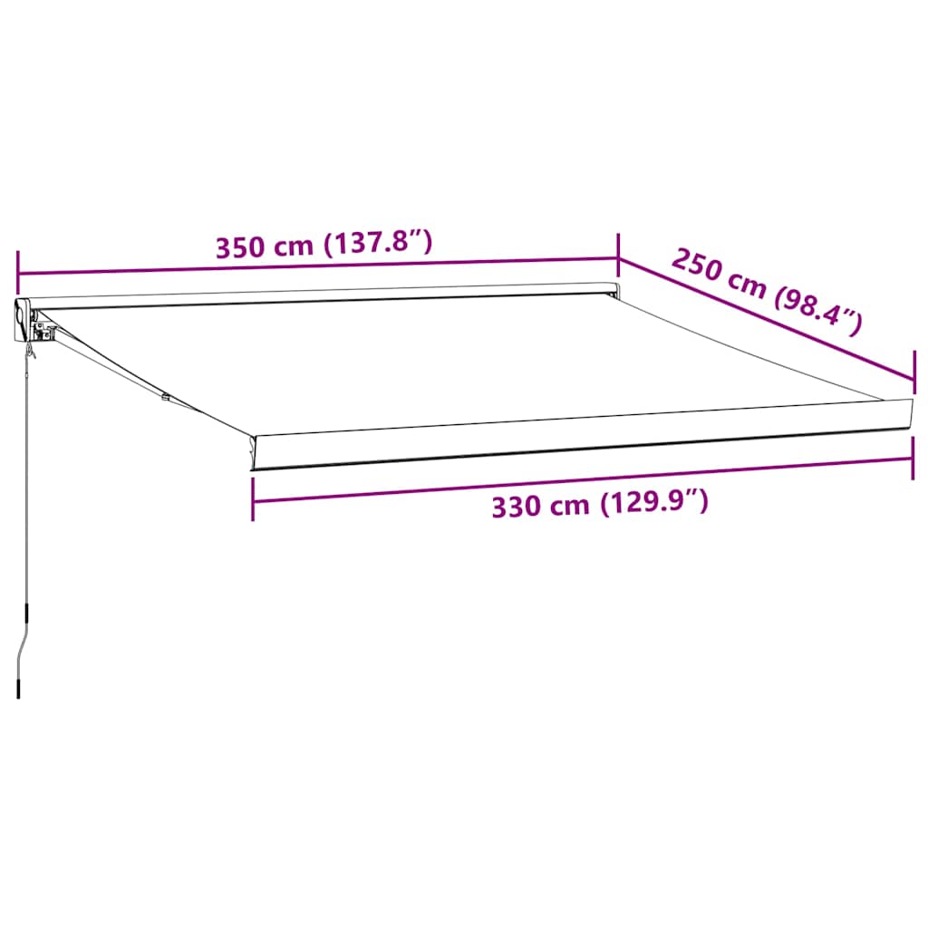 Tenda Retrattile Antracite e Bianca 3,5x2,5m Tessuto/Alluminio