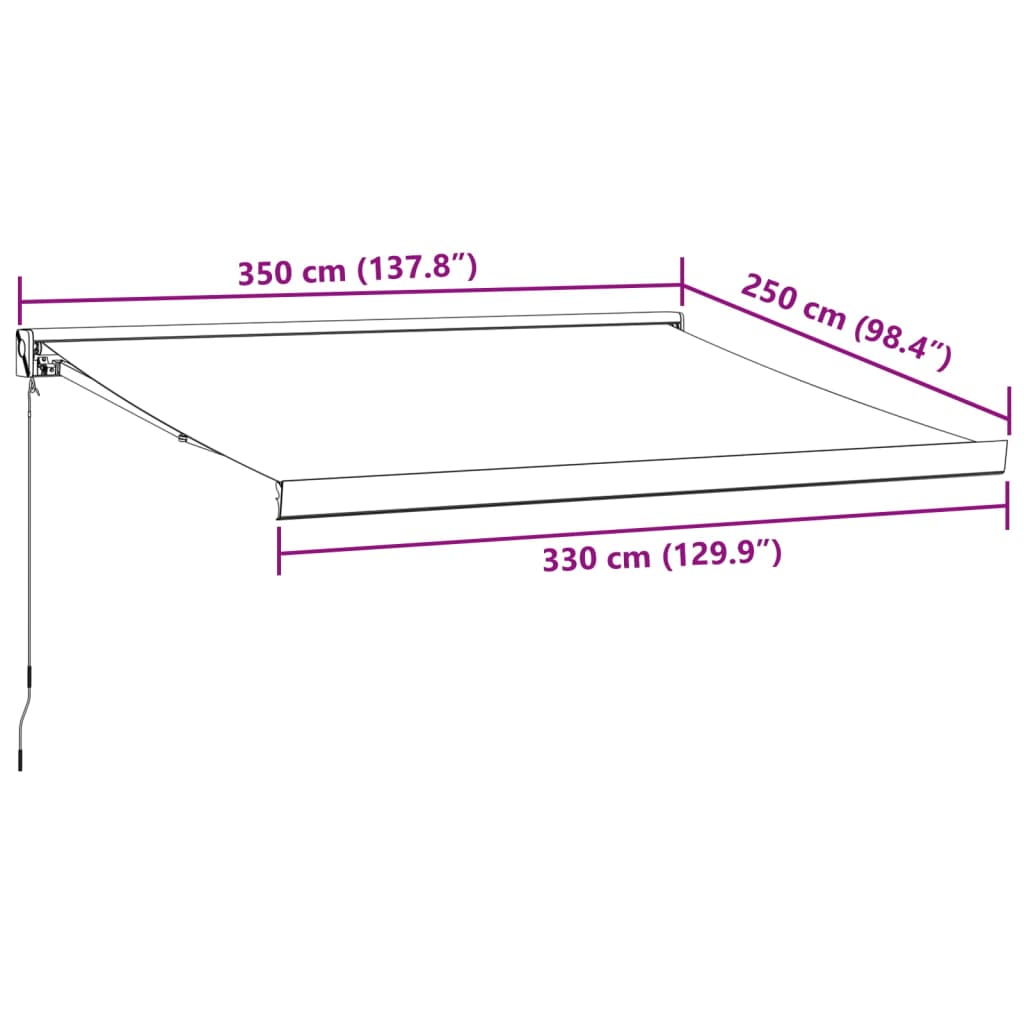 Tenda Retrattile Antracite e Bianca 3,5x2,5m Tessuto/Alluminio