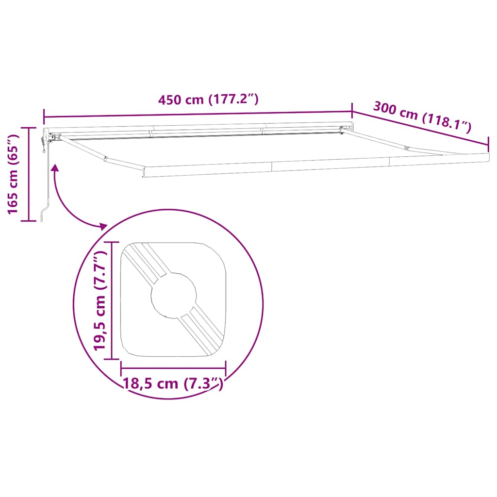Tenda retrattile Antracite e Bianco con Cornice Antracite