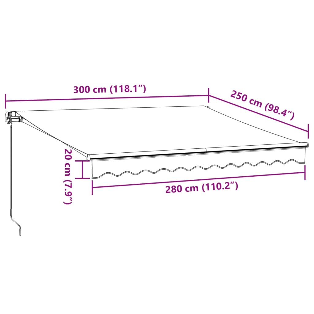 Tenda da Sole Retrattile Manuale Antracite e Bianco 300x250 cm