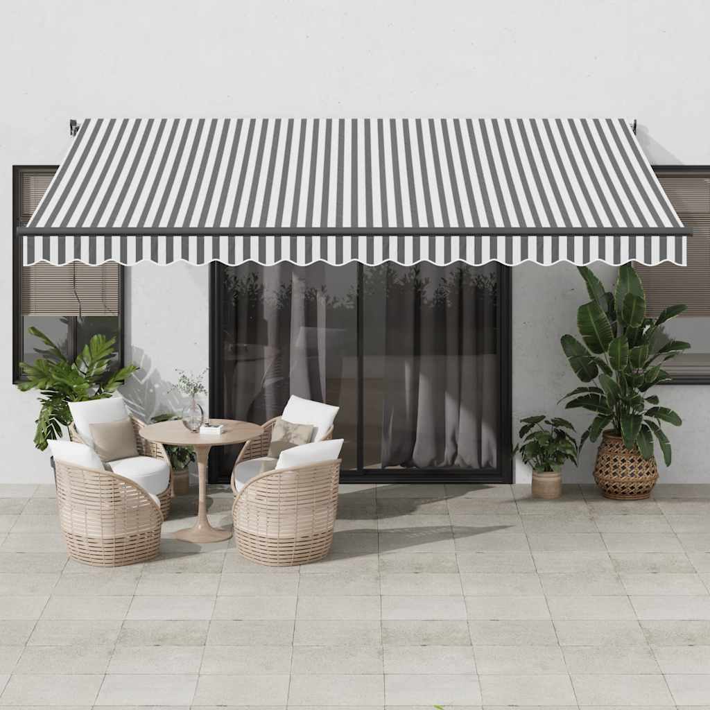 Tenda da Sole Retrattile Manuale Antracite e Bianco 450x300 cm
