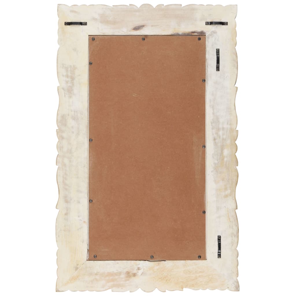 Specchio Bianco 80x50 cm in Legno Massello di Mango