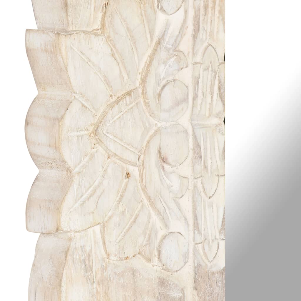 Specchio Bianco 80x50 cm in Legno Massello di Mango