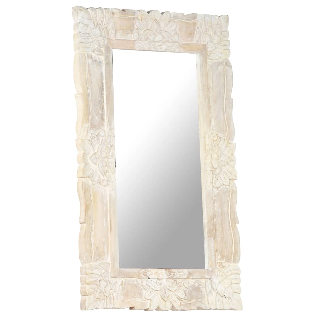 Specchio Bianco 80x50 cm in Legno Massello di Mango