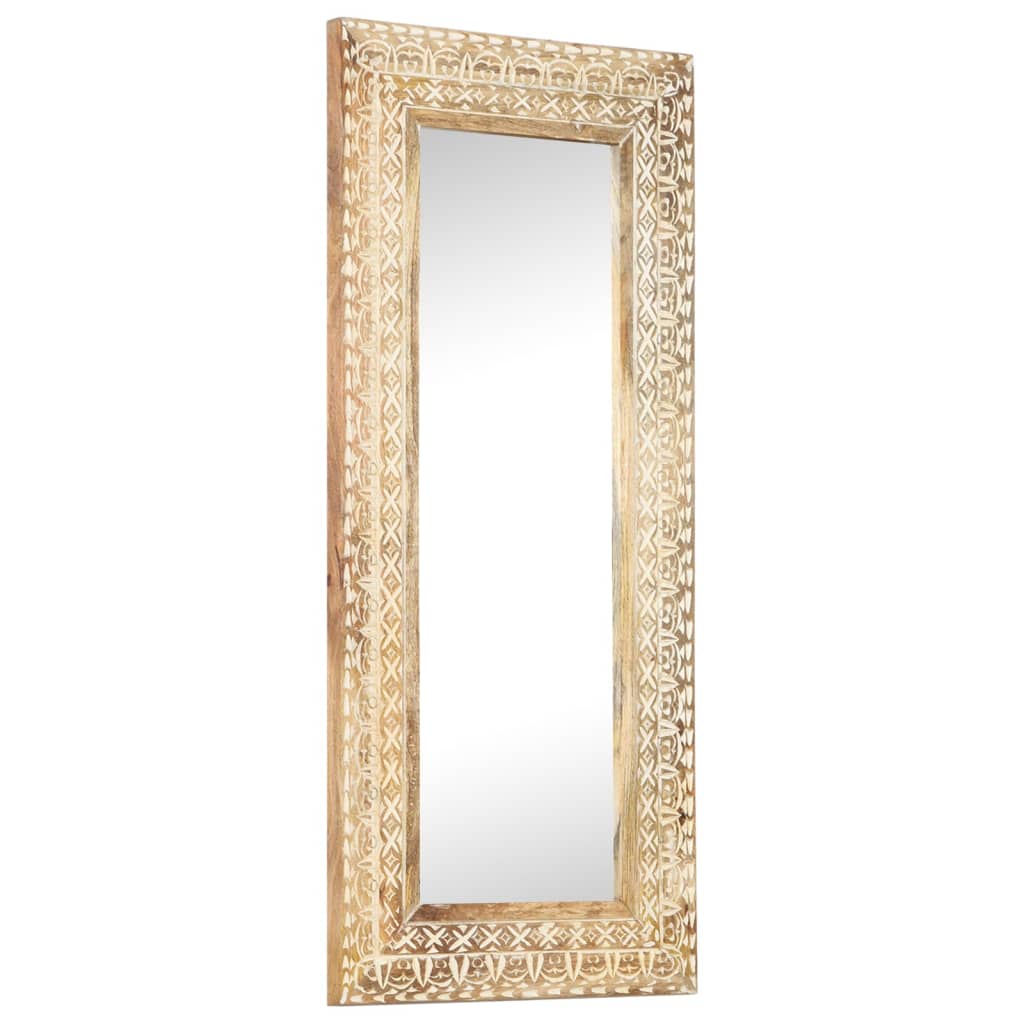 Specchio Intagliato a Mano 110x50x2,6 cm in Massello di Mango