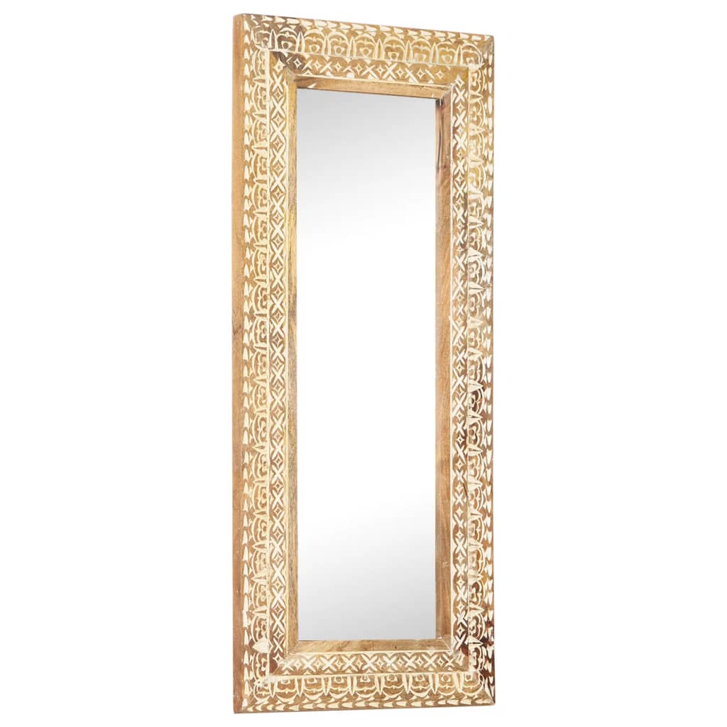 Specchio Intagliato a Mano 110x50x2,6 cm in Massello di Mango