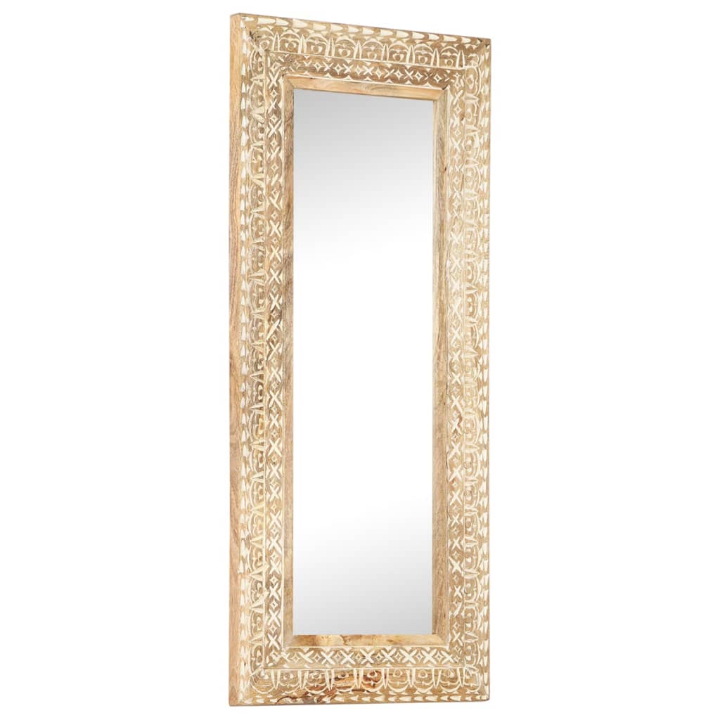 Specchio Intagliato a Mano 110x50x2,6 cm in Massello di Mango